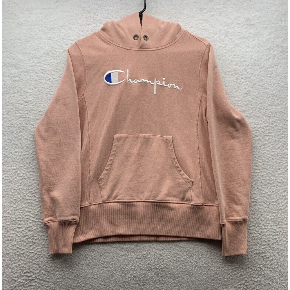 Champion Reverse‎ Weave Hoodie Adult Medium Pink Sweatshirt Gusset No Drawstring